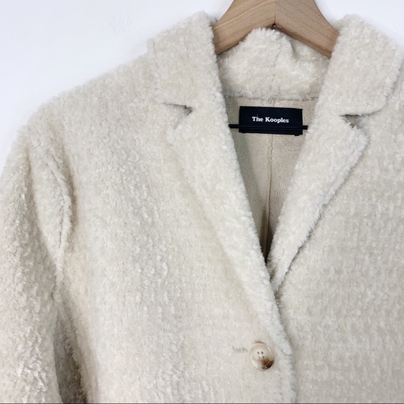 The Kooples Ivory Faux Fur Sherling Button Coat L - Picture 3 of 8